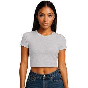 Casual Classics Womens/Ladies Combed Cotton Crop T-Shirt / Ash Grey